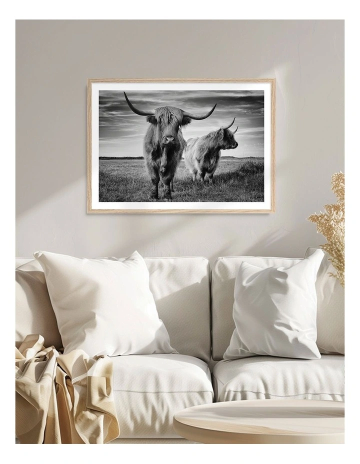 Australian Made Majestic Highlanders Art Print Natural Frame image 2