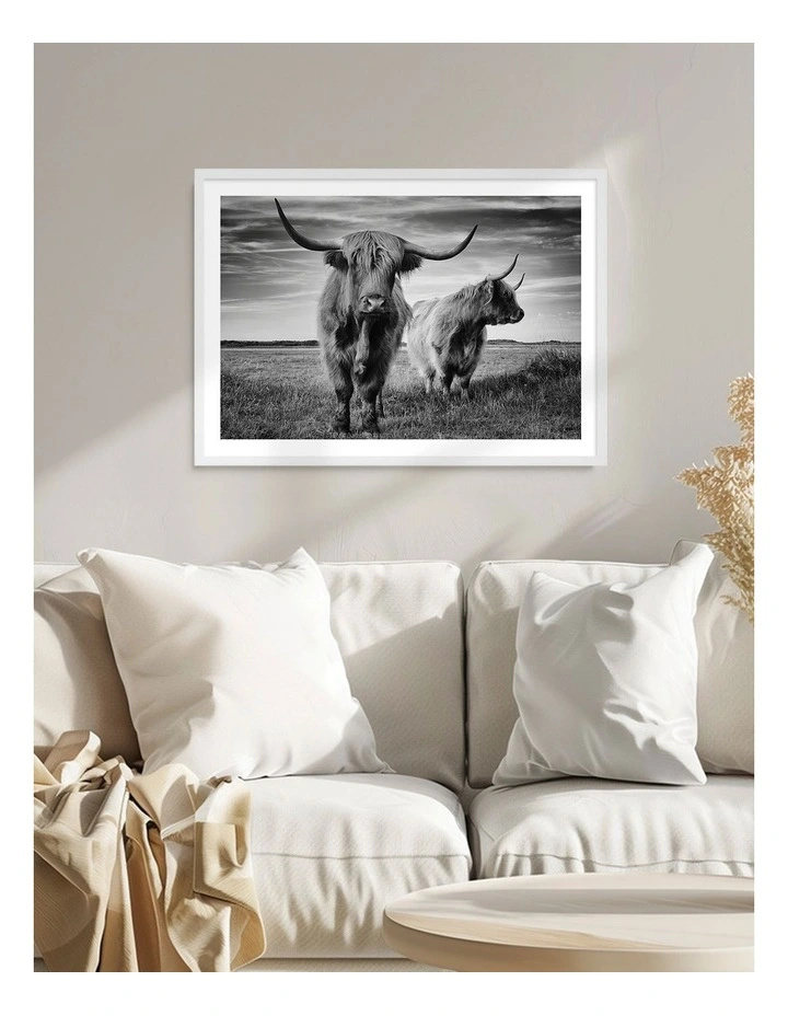 Australian Made Majestic Highlanders Art Print White Frame image 2