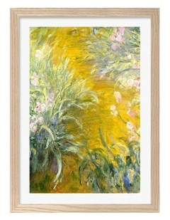 Australian Made Monet The Path Through the Irises Art Print Natural Frame