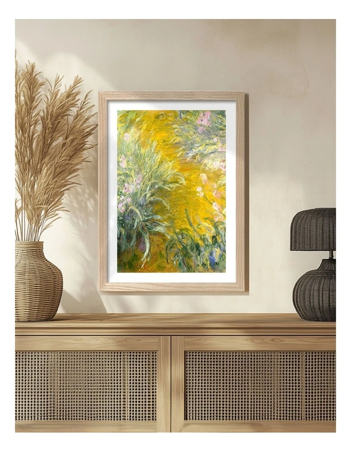 Australian Made Monet The Path Through the Irises Art Print Natural Frame image 2