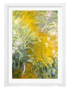Australian Made Monet The Path Through the Irises Art Print White Frame