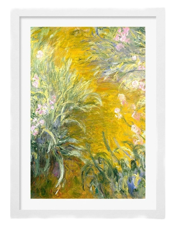 Australian Made Monet The Path Through the Irises Art Print White Frame image 1