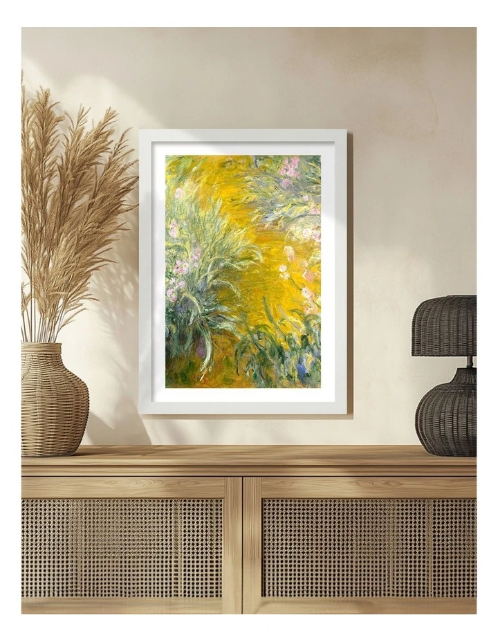 Australian Made Monet The Path Through the Irises Art Print White Frame image 2