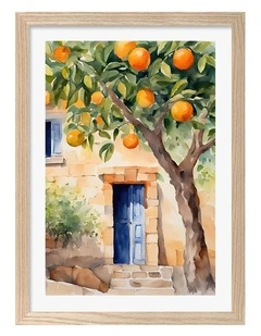 Australian Made Orange Tree Art Print Natural Frame