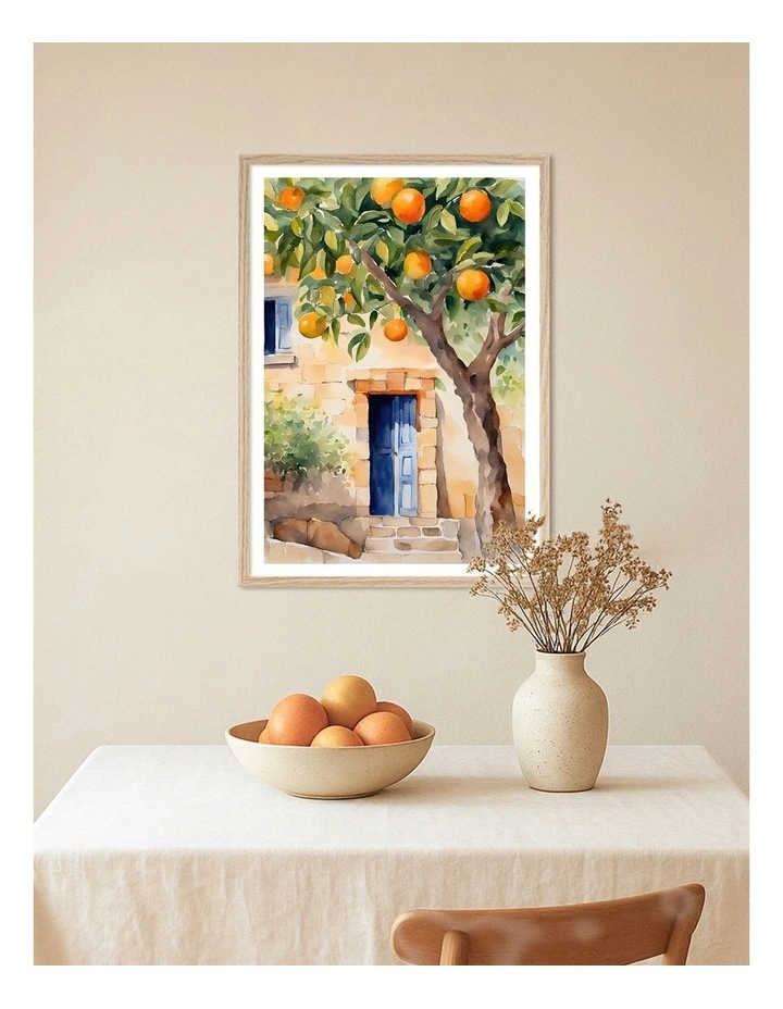 Australian Made Orange Tree Art Print Natural Frame image 2