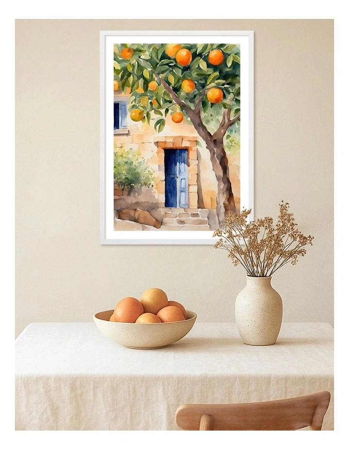 Australian Made Orange Tree Art Print White Frame image 2