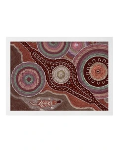 Australian Made Platypus Playground Aboriginal Art Print White Frame