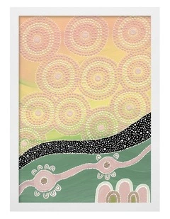 Australian Made Reach Beyond the Stars Part 1 Aboriginal Art Print White Frame