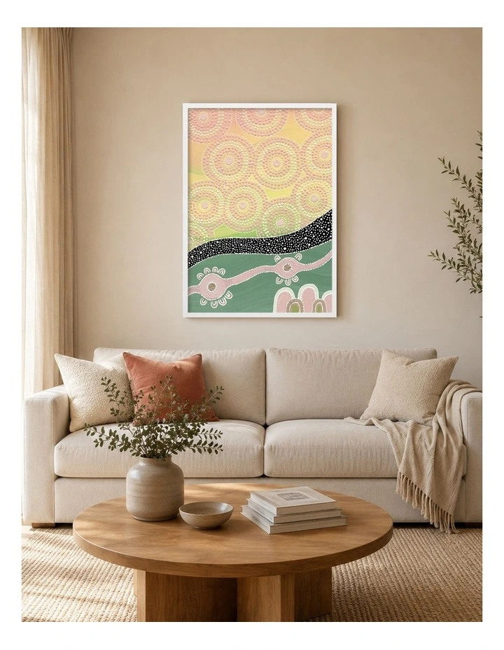 Australian Made Reach Beyond the Stars Part 1 Aboriginal Art Print White Frame image 2