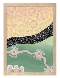 Australian Made Reach Beyond the Stars Part 2 Aboriginal Art Print Natural Frame