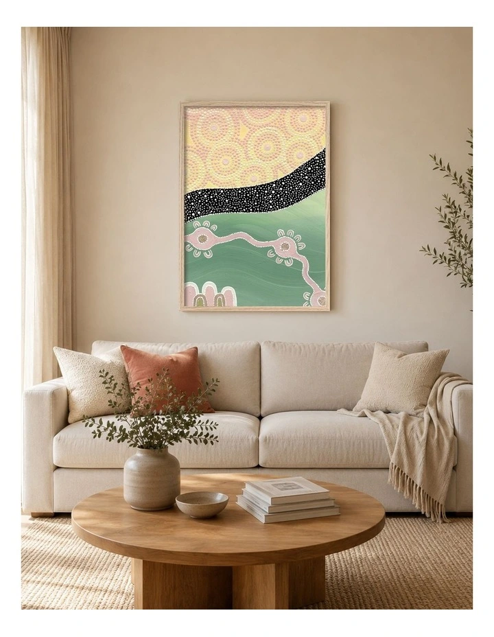 Australian Made Reach Beyond the Stars Part 2 Aboriginal Art Print Natural Frame image 2
