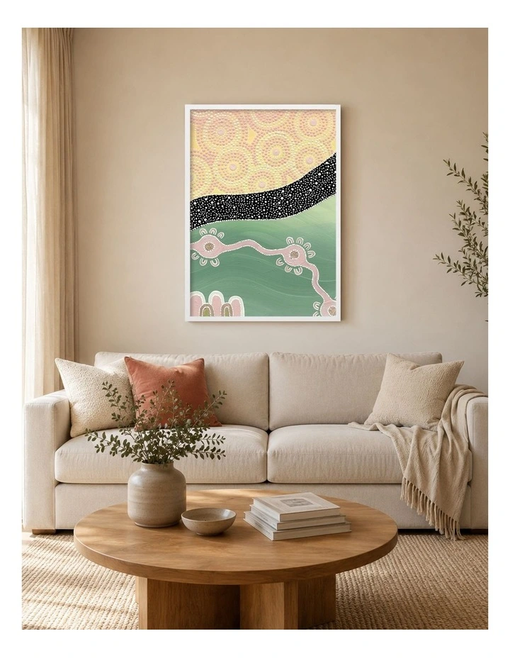 Australian Made Reach Beyond the Stars Part 2 Aboriginal Art Print White Frame image 2