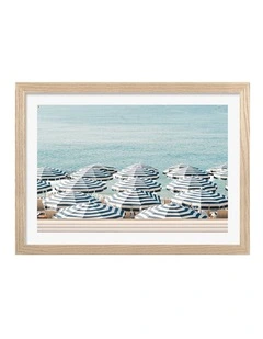 Australian Made Seaside Stripes Art Print Natural Frame