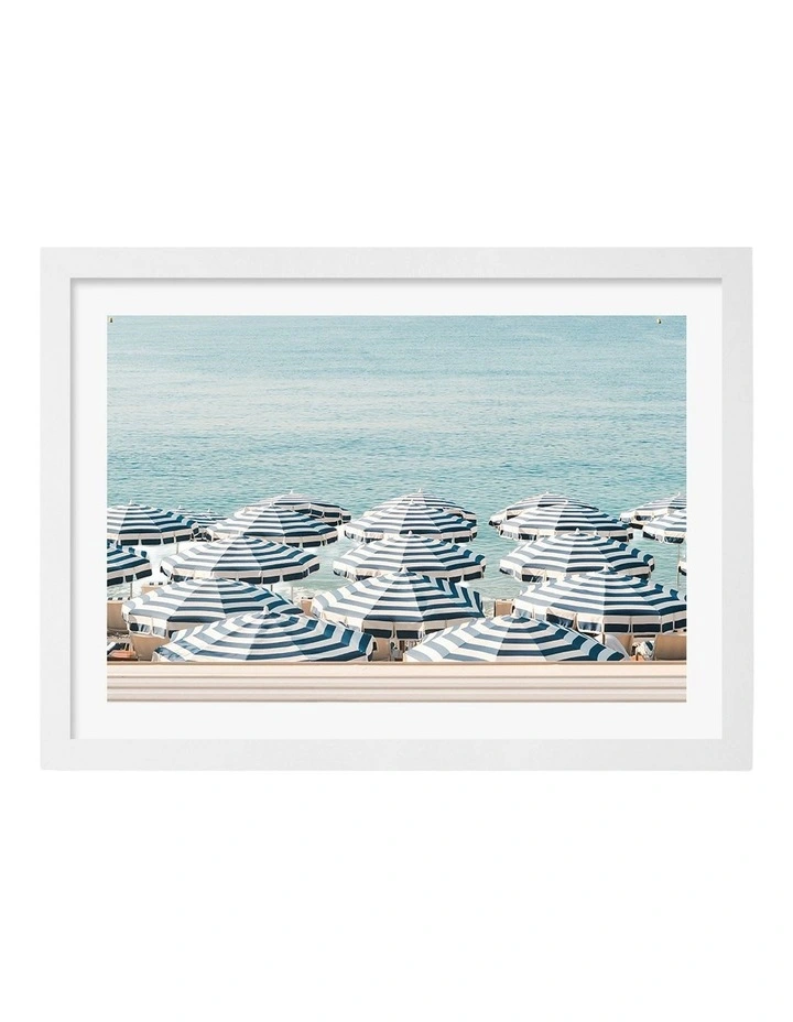 Australian Made Seaside Stripes Art Print White Frame image 1