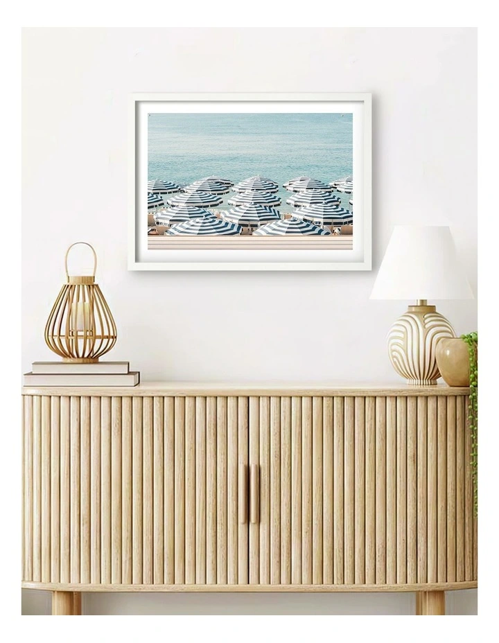 Australian Made Seaside Stripes Art Print White Frame image 2