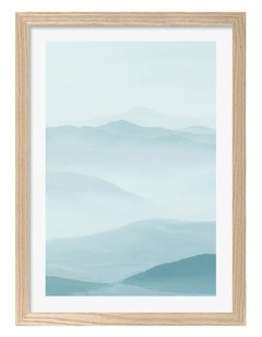 Australian Made Serene Layered Mountains Art Print Natural Frame