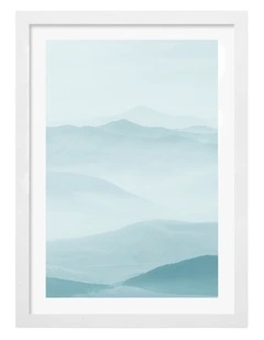Australian Made Serene Layered Mountains Art Print White Frame