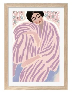 Australian Made Serene Sleeping Woman Art Print Natural Frame
