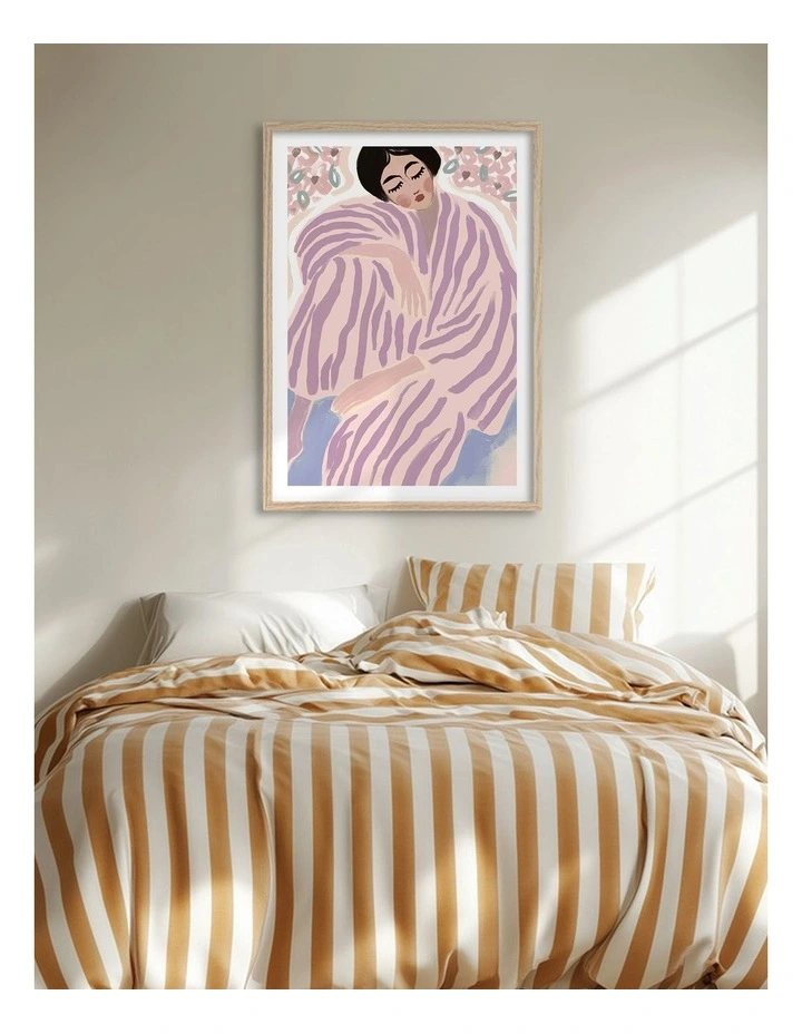 Australian Made Serene Sleeping Woman Art Print Natural Frame image 2