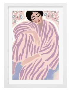 Australian Made Serene Sleeping Woman Art Print White Frame