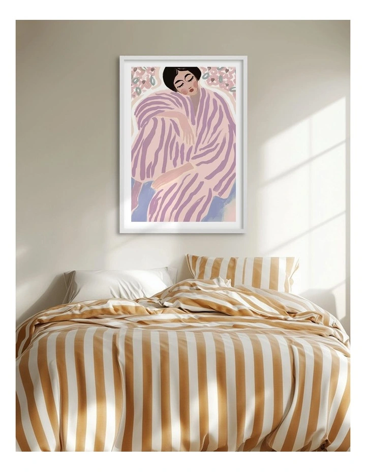 Australian Made Serene Sleeping Woman Art Print White Frame image 2