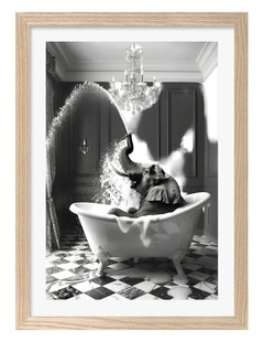 Australian Made Splish Splash Safari Art Print Natural Frame