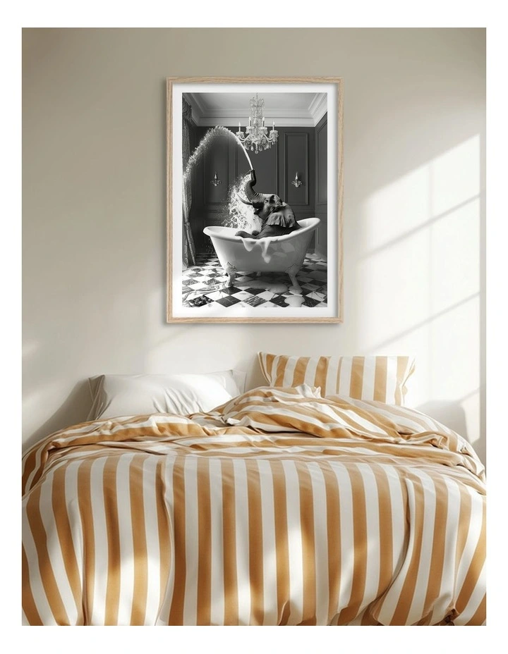 Australian Made Splish Splash Safari Art Print Natural Frame image 2