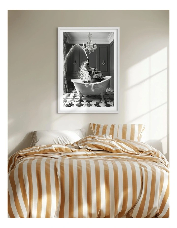 Australian Made Splish Splash Safari Art Print White Frame image 2