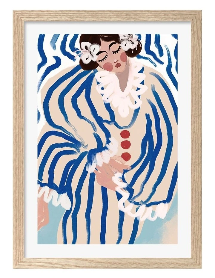 Australian Made Striped Dreamer Art Print Natural Frame image 1