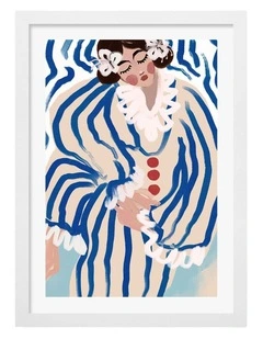 Australian Made Striped Dreamer Art Print White Frame