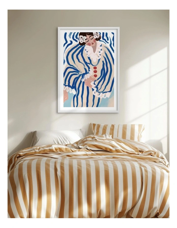 Australian Made Striped Dreamer Art Print White Frame image 2