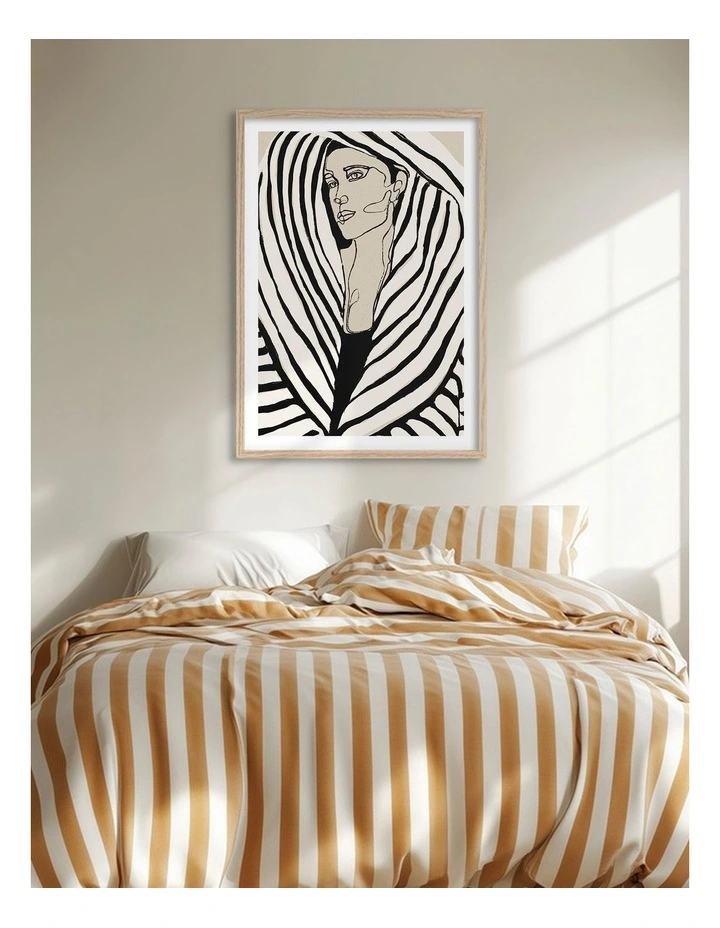 Australian Made Striped Elegance Art Print Natural Frame image 2