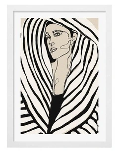 Australian Made Striped Elegance Art Print White Frame