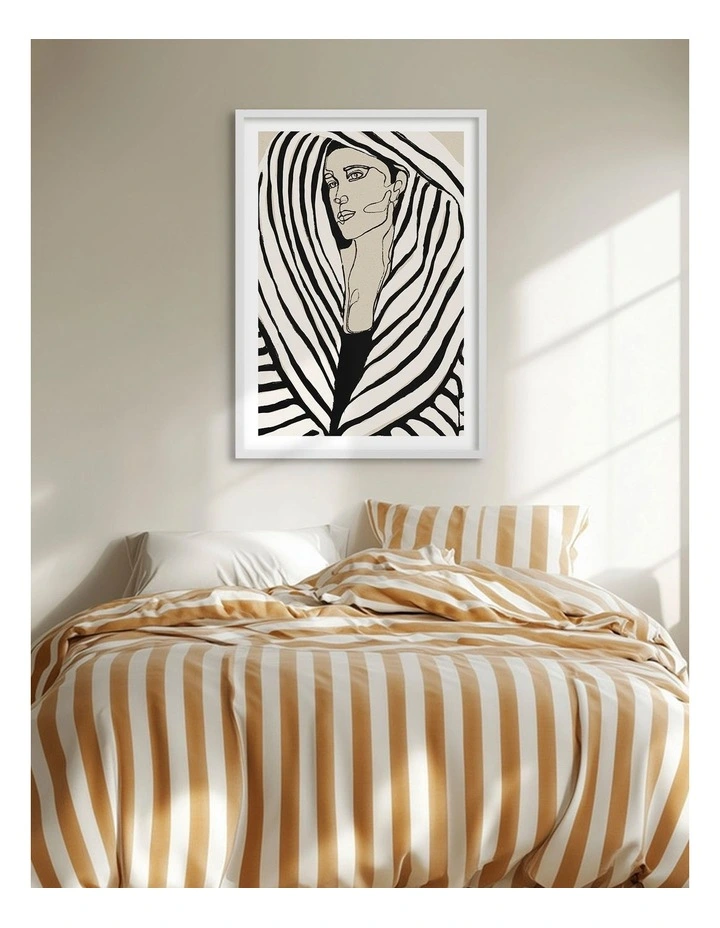 Australian Made Striped Elegance Art Print White Frame image 2