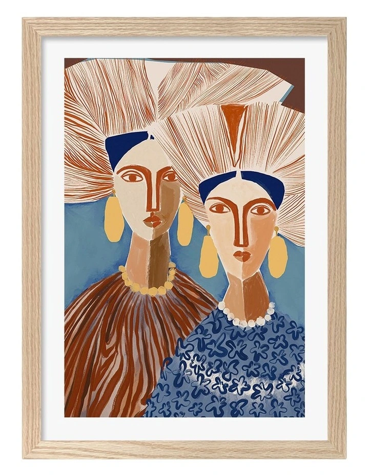 Australian Made Sun Sisters Art Print Natural Frame image 1