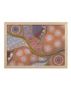 Australian Made The Current of Life Aboriginal Art Print Natural Frame