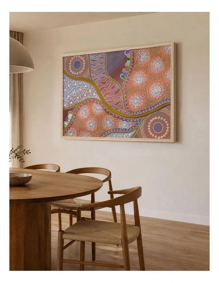 Australian Made The Current of Life Aboriginal Art Print Natural Frame image 2