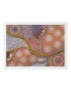 Australian Made The Current of Life Aboriginal Art Print White Frame