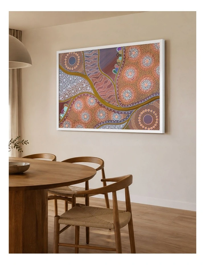 Australian Made The Current of Life Aboriginal Art Print White Frame image 2