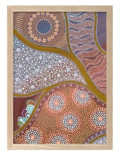 Australian Made The Current of Life Part 1 Aboriginal Art Print Natural Frame