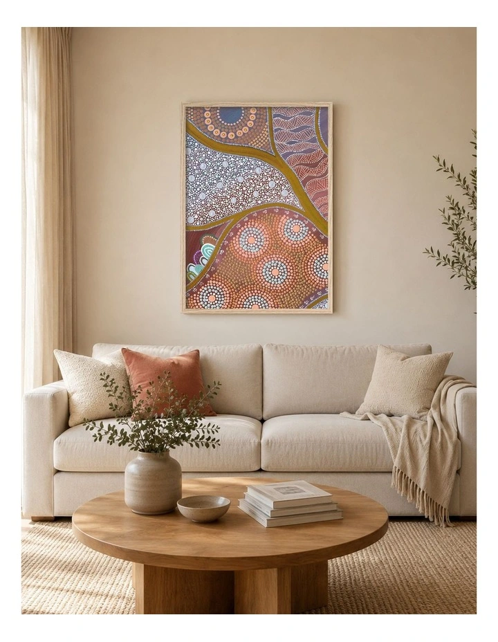 Australian Made The Current of Life Part 1 Aboriginal Art Print Natural Frame image 2