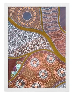Australian Made The Current of Life Part 1 Aboriginal Art Print White Frame