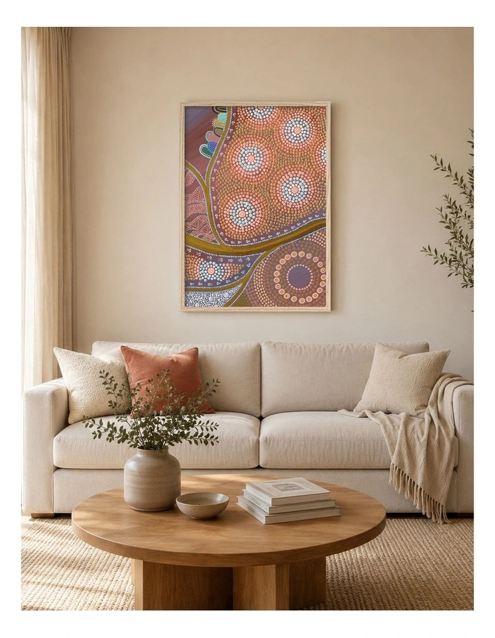 Australian Made The Current of Life Part 2 Aboriginal Art Print Natural Frame image 2