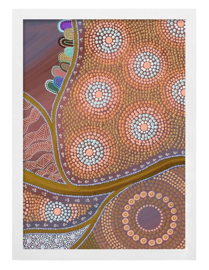 Australian Made The Current of Life Part 2 Aboriginal Art Print White Frame image 1