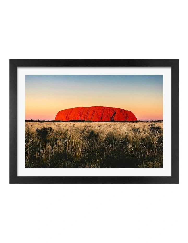Australian Made Uluru Golden Hour Art Print White Frame image 1