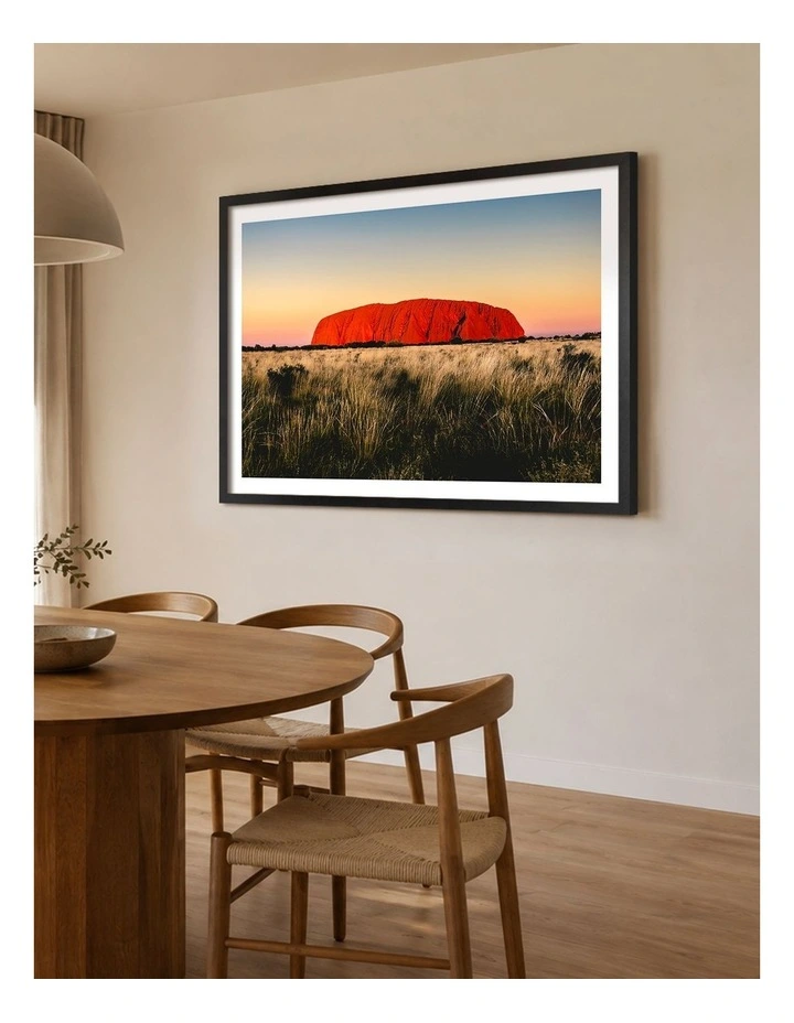 Australian Made Uluru Golden Hour Art Print White Frame image 2