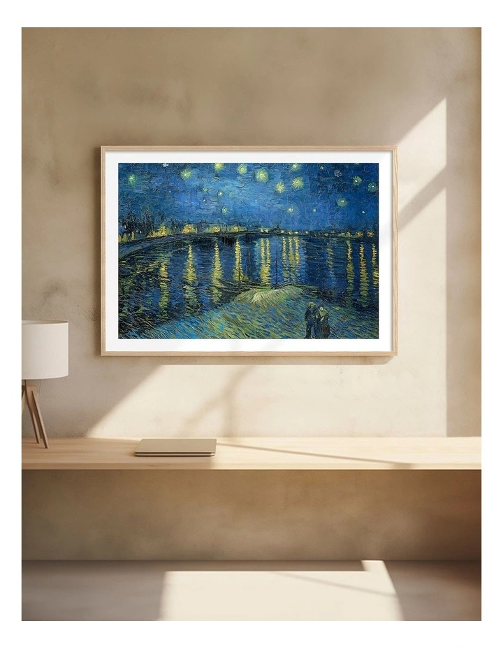 Australian Made Van Gogh Starry Night Over the Rhone Art Print Natural Frame image 2
