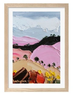 Australian Made Vibrant Pink Hills Art Print Natural Frame