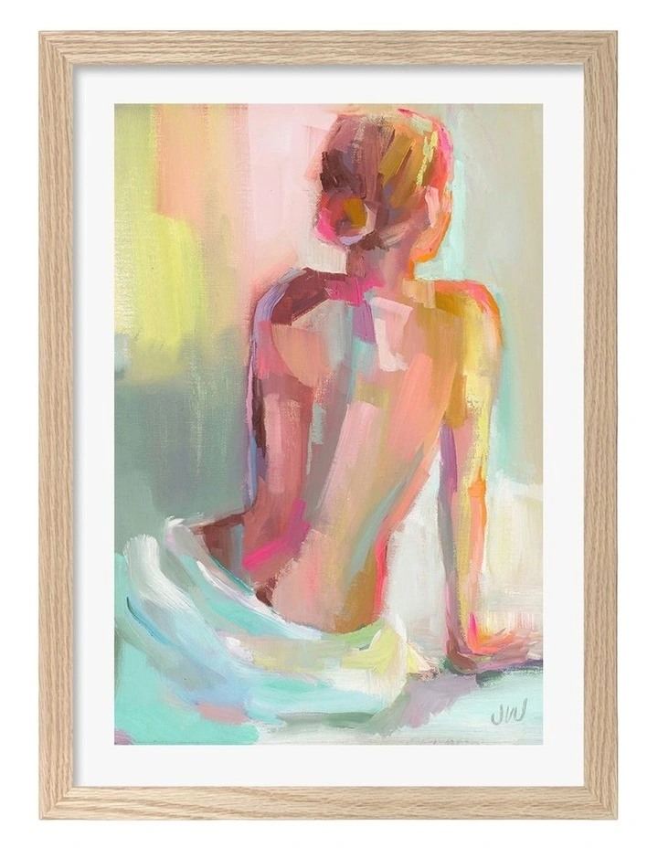Australian Made Woman Posing Art Print Natural Frame image 1