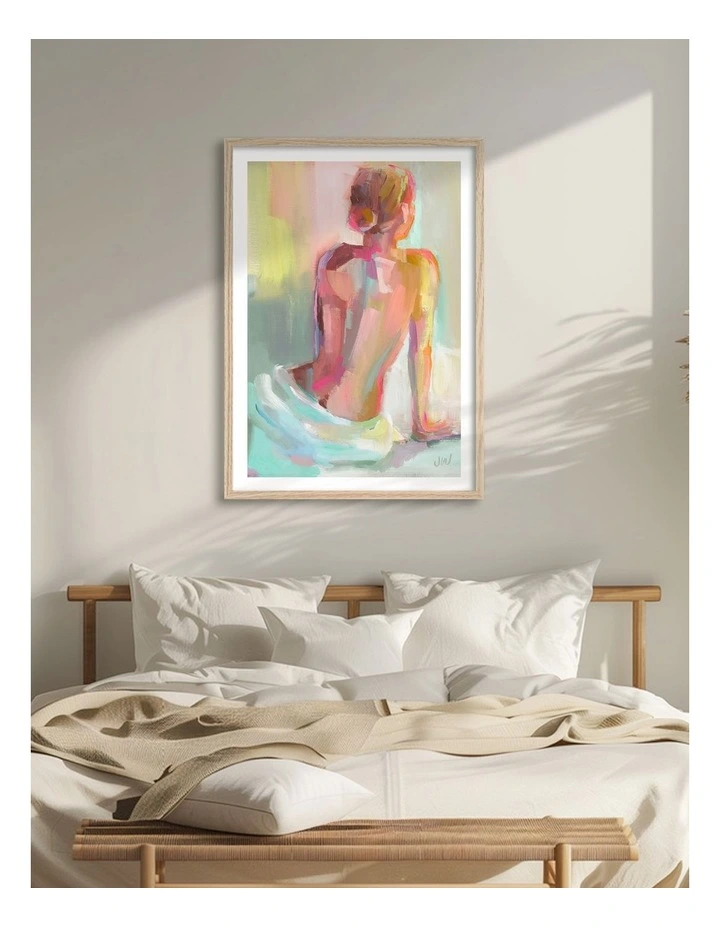 Australian Made Woman Posing Art Print Natural Frame image 2